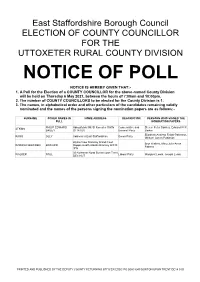 Notice of Poll Notice Is Hereby Given That