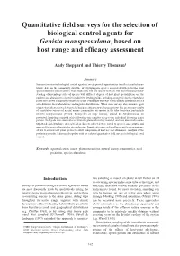 Quantitative Field Surveys for the Selection of Biological Control