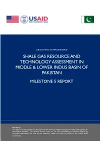 Shale Gas Resource and Technology Assessment in Middle & Lower Indus