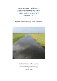 Somerset Levels and Moors: Assessment of the Impact of Water Level Management on Flood Risk