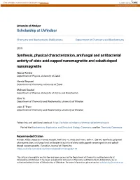 Synthesis, Physical Characterization, Antifungal and Antibacterial Activity of Oleic Acid-Capped Nanomagnetite and Cobalt-Doped Nanomagnetite