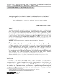 Analyzing Party Positions and Electoral Dynamics in Turkey