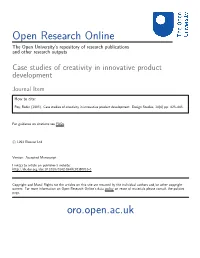 Case Studies of Creativity in Innovative Product Development