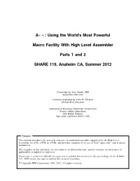 High Level Assembler Macro Facility