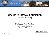 Interval Estimation Statistics (OA3102)
