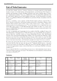List of Nobel Laureates 1