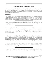 Paragraphs for Reasoning Relay