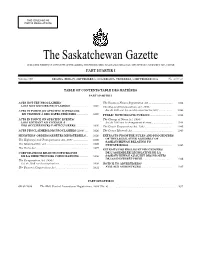 Sask Gazette, Part I, Sep 1, 2006