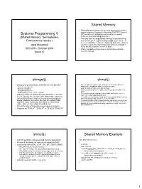 Shmat() Shmctl() Shared Memory Example
