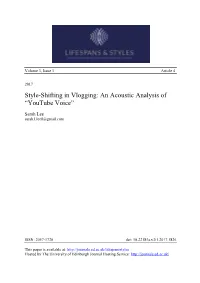Style-Shifting in Vlogging: an Acoustic Analysis of “Youtube Voice”
