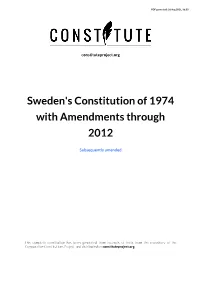 Sweden's Constitution of 1974 with Amendments Through 2012