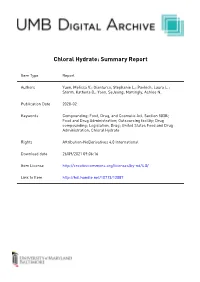 Chloral Hydrate: Summary Report