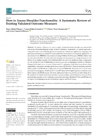 How to Assess Shoulder Functionality: a Systematic Review of Existing Validated Outcome Measures