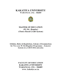 M. Ed - Regular) (Choice Based Credit System
