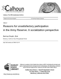 Reasons for Unsatisfactory Participation in the Army Reserve: a Socialization Perspective
