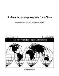 Sodium Hexametaphosphate from China