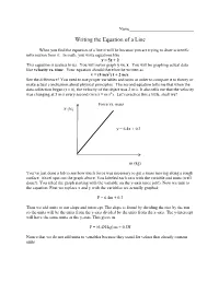 Writing the Equation of a Line