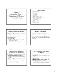 Chapter 2-3 Paradigms, Theory, Research, and Ethnics of Social