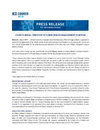 CMI Creation New Position Upper Management Pressrelease