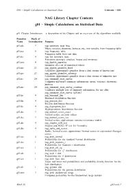 NAG Library Chapter Contents G01 – Simple Calculations on Statistical Data