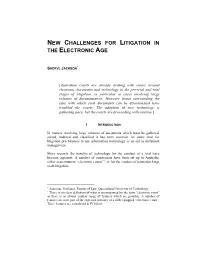 New Challenges for Litigation in the Electronic Age