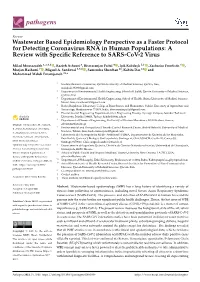 Wastewater Based Epidemiology Perspective As a Faster Protocol for Detecting Coronavirus RNA in Human Populations: a Review with Speciﬁc Reference to SARS-Cov-2 Virus