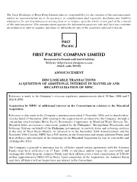 Acquisition of Additional Interest in Maynilad and Recapitalization of MPIC