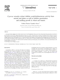 Cyperus Rotundus Extract Inhibits Acetylcholinesterase Activity From