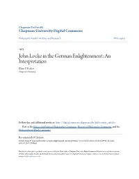 John Locke in the German Enlightenment: an Interpretation Klaus P