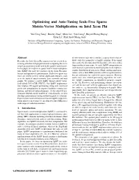 Optimizing and Auto-Tuning Scale-Free Sparse Matrix-Vector Multiplication on Intel Xeon Phi
