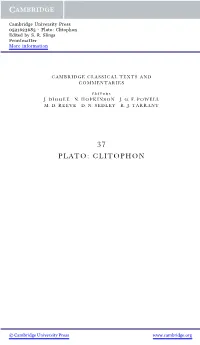 Plato: Clitophon Edited by S