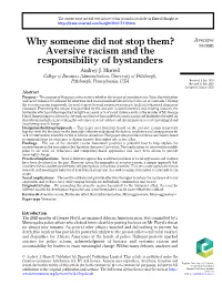 Aversive Racism and the Responsibility of Bystanders Audrey J