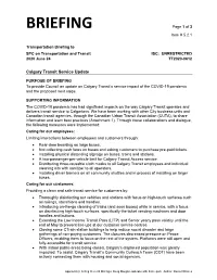 Calgary Transit Service Update