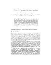 Dynamic Cryptographic Hash Functions