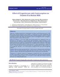 Effect of Progesterone-Only Contraception on Vitamin D In