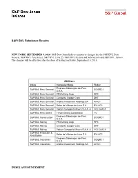 INDEX ANNOUNCEMENT S&P/ BVL Rebalance Results