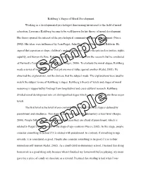 Kohlberg's Stages of Moral Development Working As A