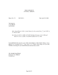 Of 13 1 VISVA-BHARATI CENTRAL LIBRARY Memo No. CL/ /2007-08