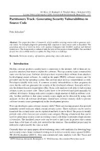 Partitioners Track: Generating Security Vulnerabilities in Source Code