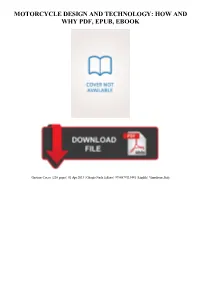 PDF Download Motorcycle Design and Technology: How and Why Ebook, Epub