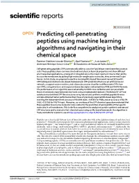 Predicting Cell-Penetrating Peptides Using Machine Learning Algorithms and Navigating in Their Chemical Space