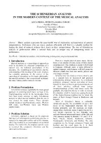 Schenkerian Analysis in the Modern Context of the Musical Analysis