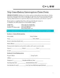 Trip Cancellation/Interruption Claim Form