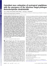 Coincident Mass Extirpation of Neotropical Amphibians with the Emergence of the Infectious Fungal Pathogen Batrachochytrium Dendrobatidis