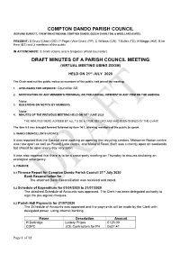 Compton Dando Parish Council Draft Minutes of A