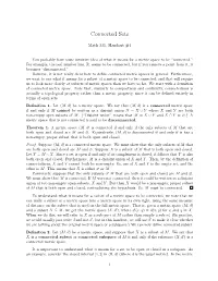 Handout #4: Connected Metric Spaces