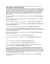 RCA Camden Label Discography the RCA Camden Label Was Started in 1953 As a Budget Label