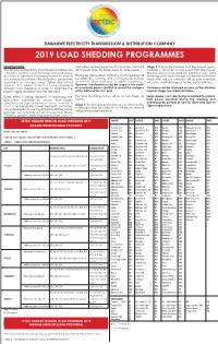 2019 Load Shedding Programmes