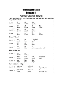 Feature I Complex Consonant Patterns
