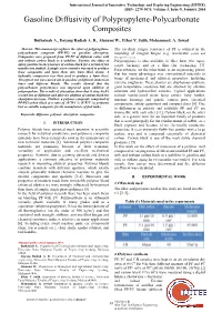 Gasoline Diffusivity of Polypropylene-Polycarbonate Composites